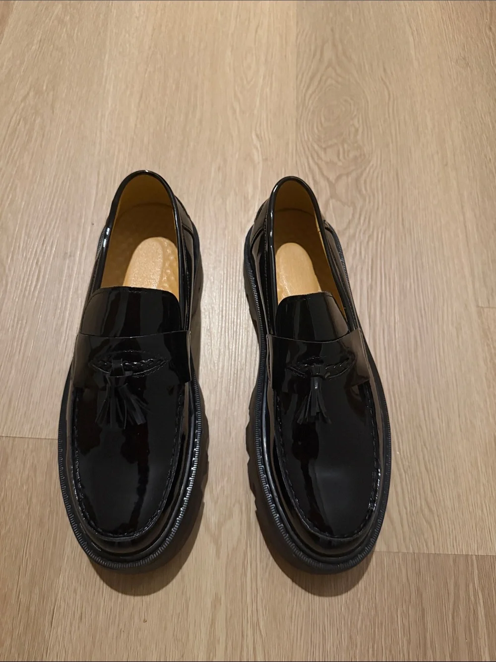 Black Patent Tassel Loafers
